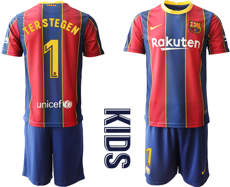 Youth 2020-2021 club Barcelona home #1 red Soccer Jerseys->barcelona jersey->Soccer Club Jersey